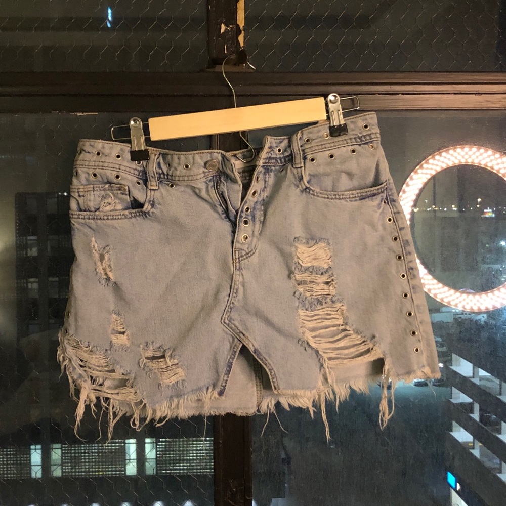 Zara distressed mini skirt